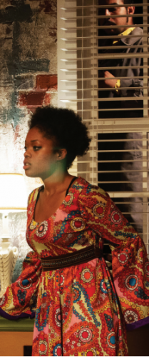 wd3 Con man Carlino (Phillip Silva) waits for blinded Susy Hendrix (Ciara McMillian) outside her apartment.