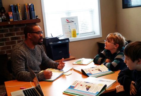 Headmaster Johnathan G. Harris and students
