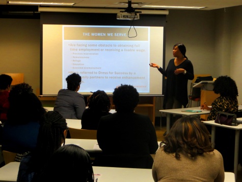 Shantell Malachi conducting an orientation for our Women to Women Mentoring Program