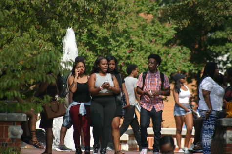 Students on the move between classes.