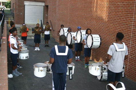 VSU drumline rehearsing